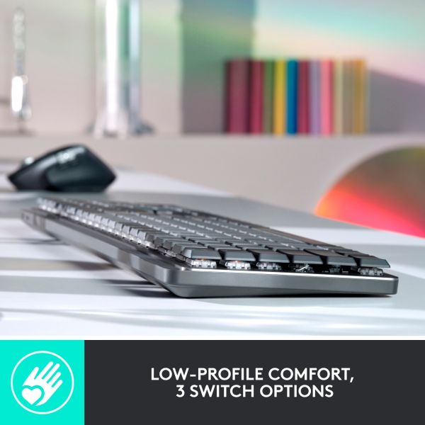 Logitech MX Mechanical hellgrau-dunkelgrau, DE-Layout taktile Schalter Logi Bolt